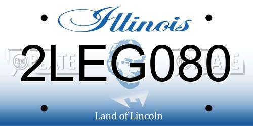 2LEG080 Illinois License Plate