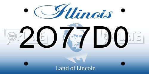 2O77D0 Illinois License Plate