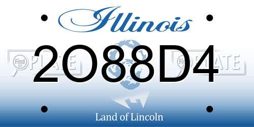 2O88D4 Illinois License Plate
