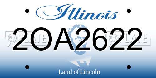 2OA2622 Illinois License Plate