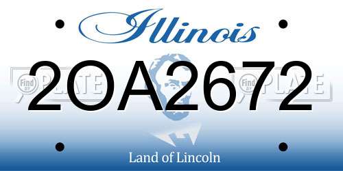 2OA2672 Illinois License Plate