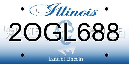2OGL688 Illinois License Plate