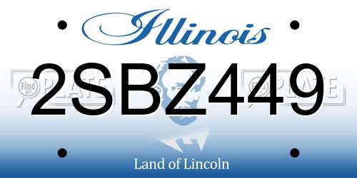2SBZ449 Illinois License Plate