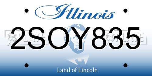 2SOY835 Illinois License Plate