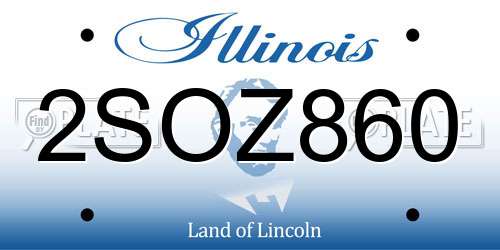 2SOZ860 Illinois License Plate