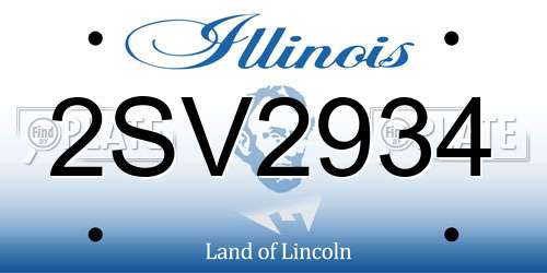 2SV2934 Illinois License Plate