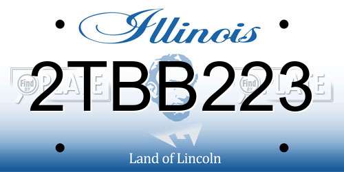 2TBB223 Illinois License Plate