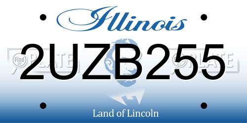 2UZB255 Illinois License Plate