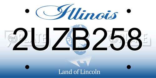 2UZB258 Illinois License Plate