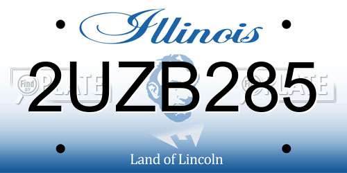 2UZB285 Illinois License Plate