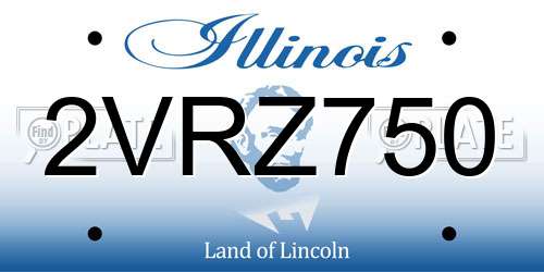 2VRZ750 Illinois License Plate