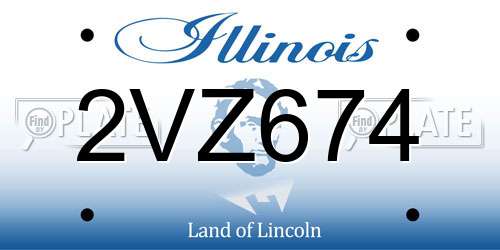 2VZ674 Illinois License Plate