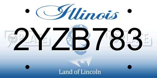 2YZB783 Illinois License Plate