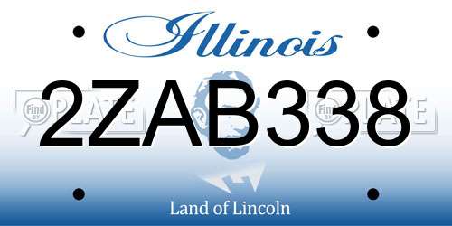 2ZAB338 Illinois License Plate