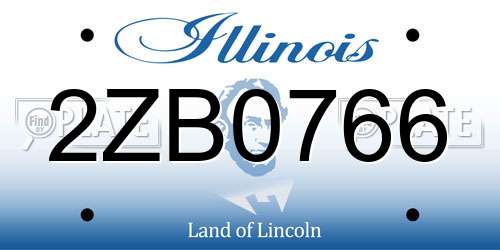 2ZB0766 Illinois License Plate