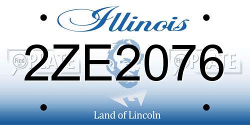 2ZE2076 Illinois License Plate