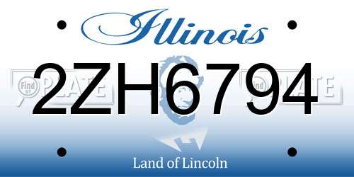 2ZH6794 Illinois License Plate