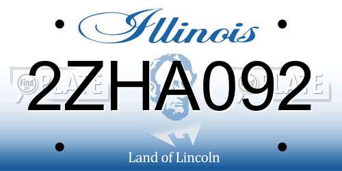 2ZHA092 Illinois License Plate