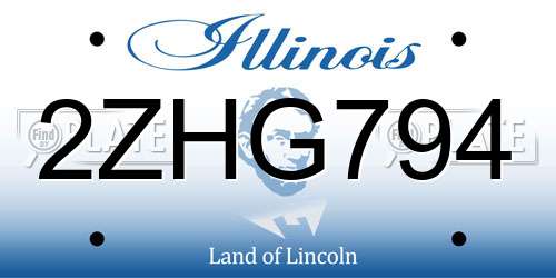 2ZHG794 Illinois License Plate