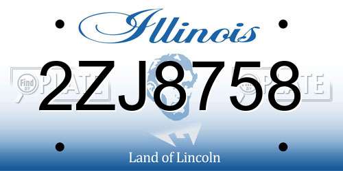 2ZJ8758 Illinois License Plate