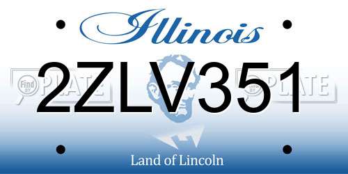 2ZLV351 Illinois License Plate