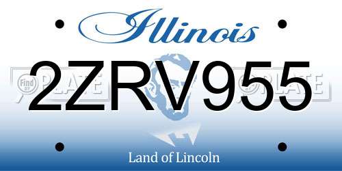 2ZRV955 Illinois License Plate