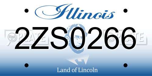 2ZS0266 Illinois License Plate