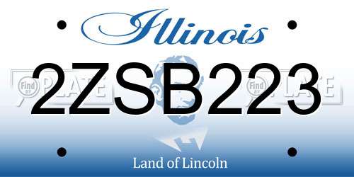 2ZSB223 Illinois License Plate