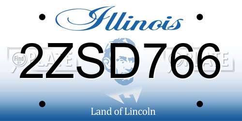 2ZSD766 Illinois License Plate