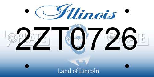 2ZT0726 Illinois License Plate