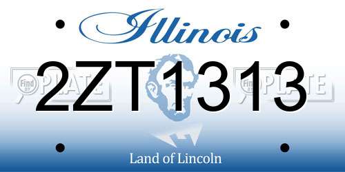2ZT1313 Illinois License Plate