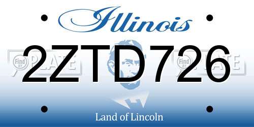 2ZTD726 Illinois License Plate