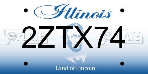 2ZTX74 Illinois License Plate