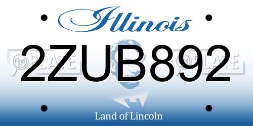 2ZUB892 Illinois License Plate
