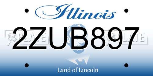 2ZUB897 Illinois License Plate
