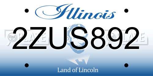 2ZUS892 Illinois License Plate