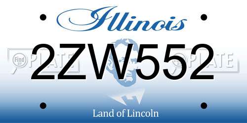 2ZW552 Illinois License Plate
