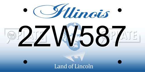 2ZW587 Illinois License Plate