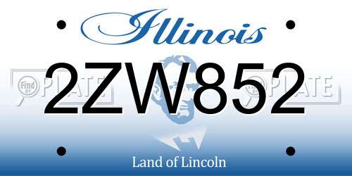 2ZW852 Illinois License Plate