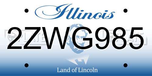 2ZWG985 Illinois License Plate