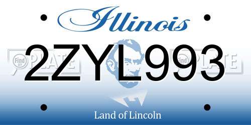 2ZYL993 Illinois License Plate