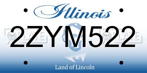 2ZYM522 Illinois License Plate