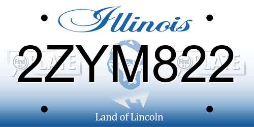 2ZYM822 Illinois License Plate