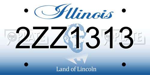 2ZZ1313 Illinois License Plate