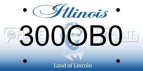 300OB0 Illinois License Plate