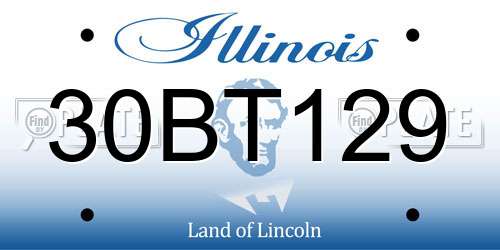 30BT129 Illinois License Plate