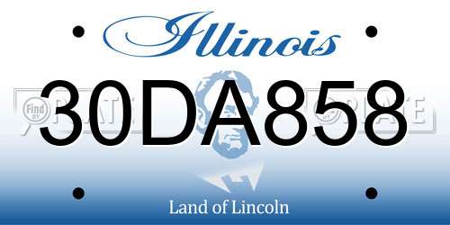 30DA858 Illinois License Plate