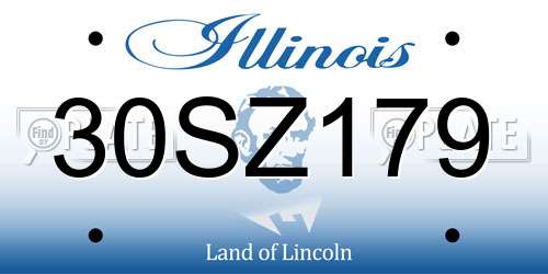 30SZ179 Illinois License Plate