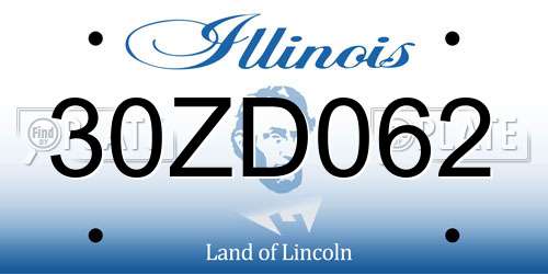 30ZD062 Illinois License Plate