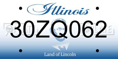 30ZQ062 Illinois License Plate